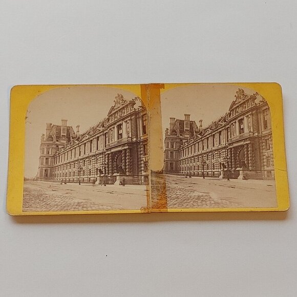 ANTIQUE STEREOGRAPH CARD Louvre Museum Paris France - Picture 1 of 3
